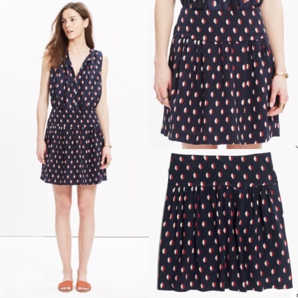 Madewell Silk Skyline Skirt in Ikat Dot